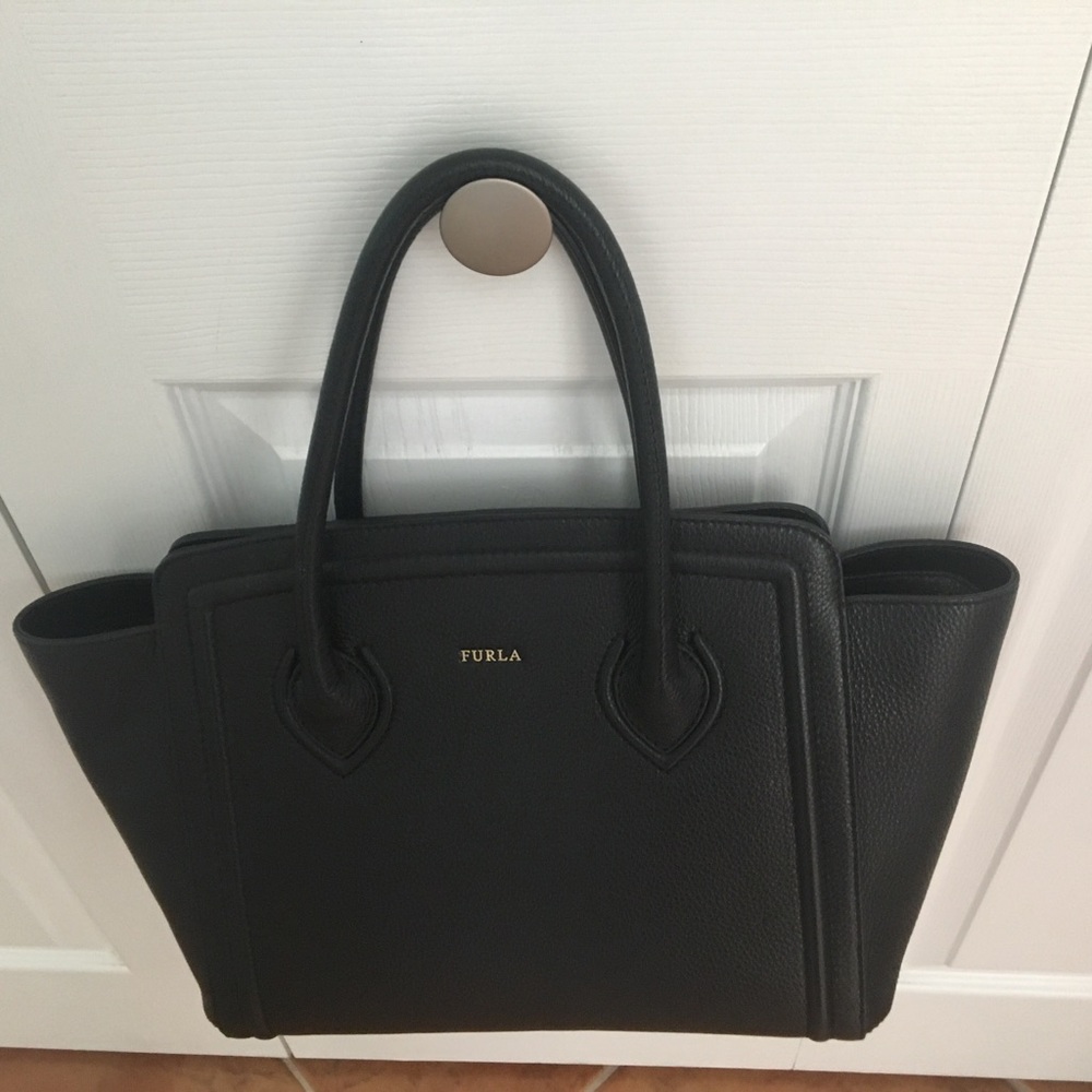 Furla Black leather grain handbag